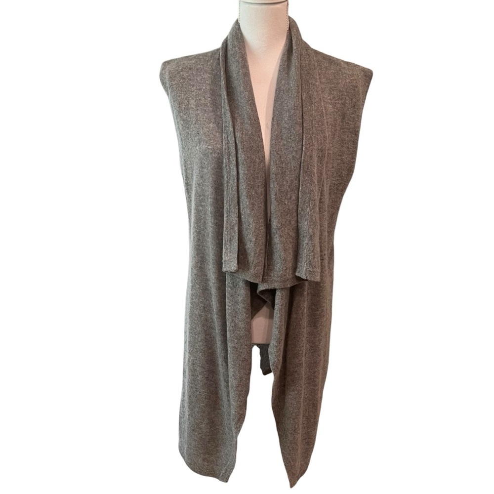 Halogen 100% Cashmere Open Front Cardigan Duster‎ Vest Gray Women’s One Size NWT